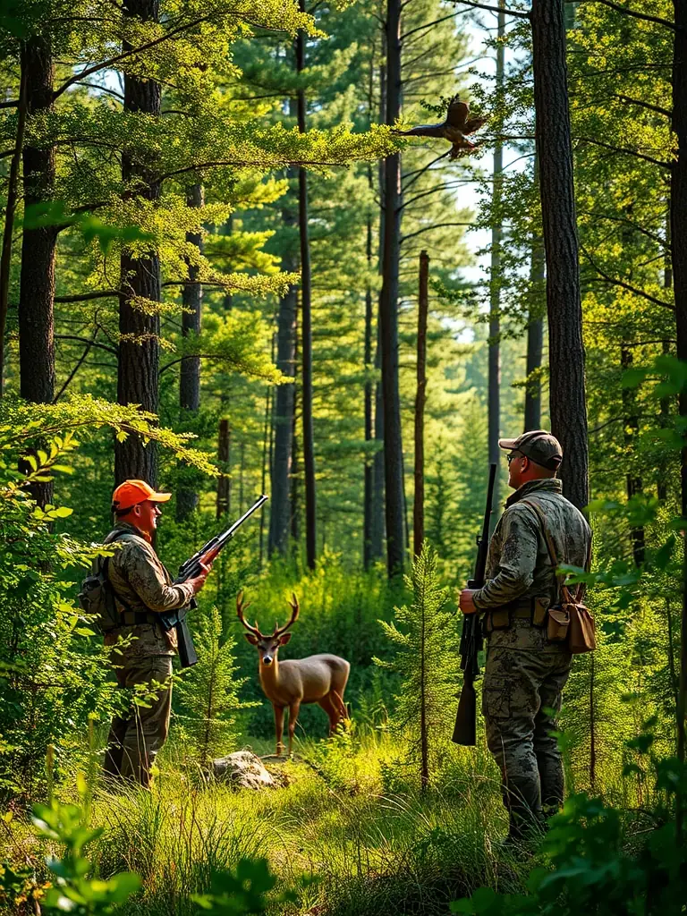 A photograph of SOCIETE DE CHASSE DE MIJOUX members conducting a workshop on responsible hunting practices, demonstrating ethical hunting techniques and wildlife conservation.